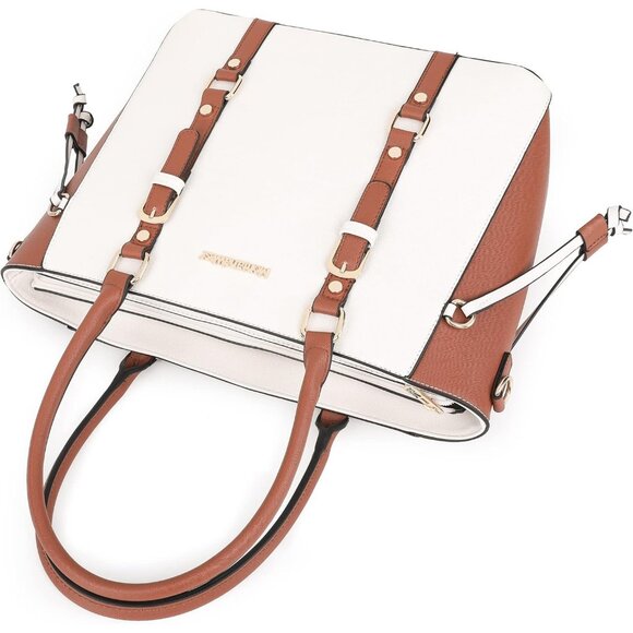 Women’s Beige & Brown 3PCS Purses Tote Wallet & Shoulder Satchel Handbags Set - Picture 3 of 6